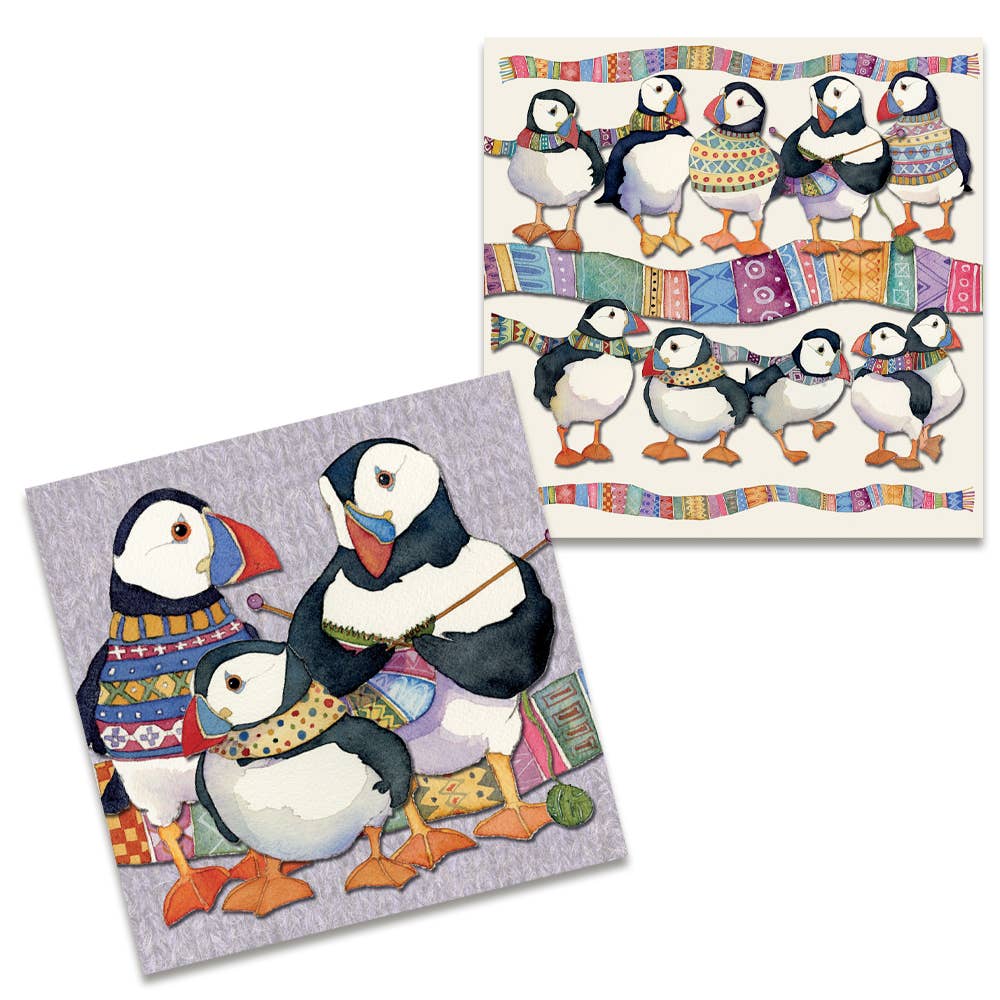 Kortpakke (10 stk) – Puffins In Scarves – Emma Ball