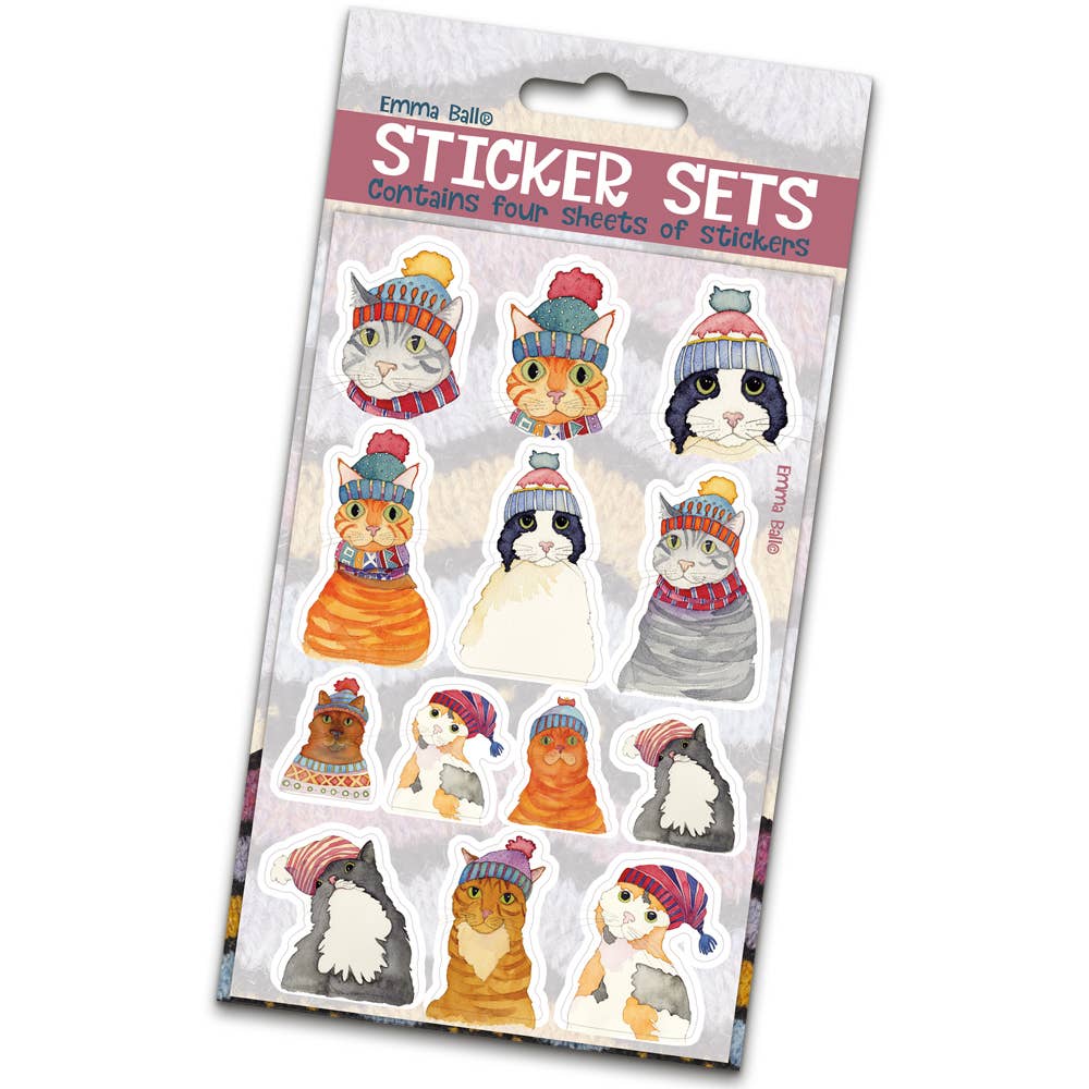 Klistremerker – Cats In Hats – Emma Ball - Strikkeredet Design -