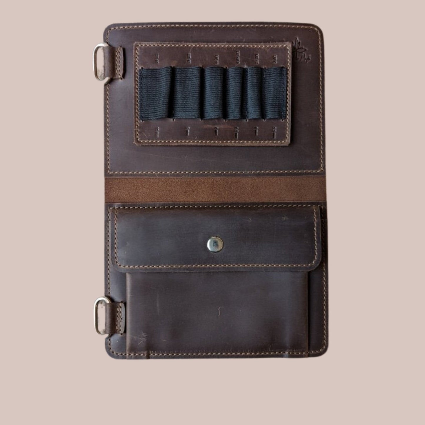 Thread and Maple Innleggsmappe i ekte lær for ChiaoGoo Halvt Pinnesett Smal (2,75 mm - 5,0 mm) - Strikkeredet Design - Thread and Maple innleggsmapper for strikkeverktøy