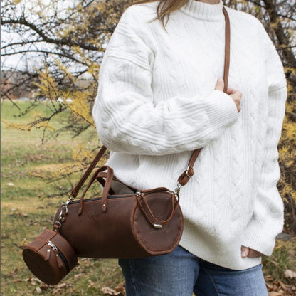 Rund tilbehørsboks i ekte lær - Thread & Maple