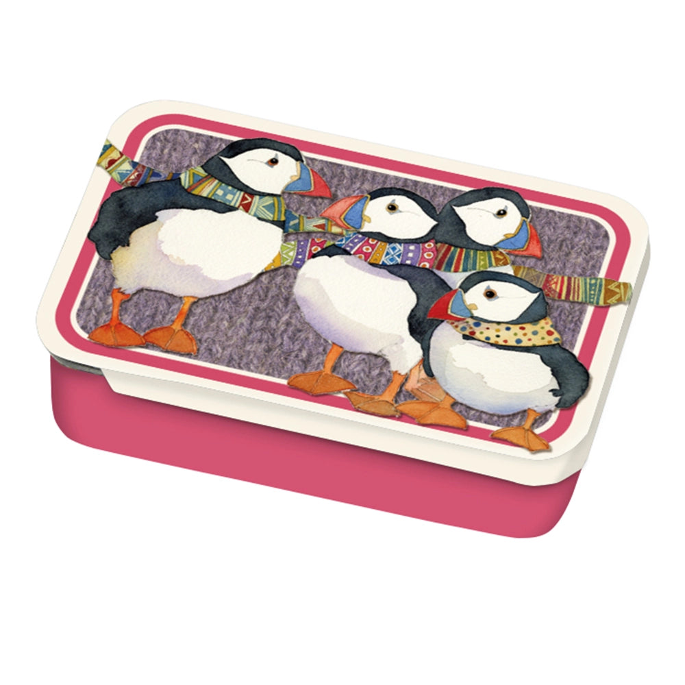 Metallboks liten – Puffins In Scarves – Emma Ball
