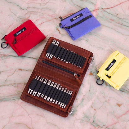 Thread and Maple Innleggsmappe i ekte lær for 2 og 3 ChiaoGoo TWIST Shorties pinnesett