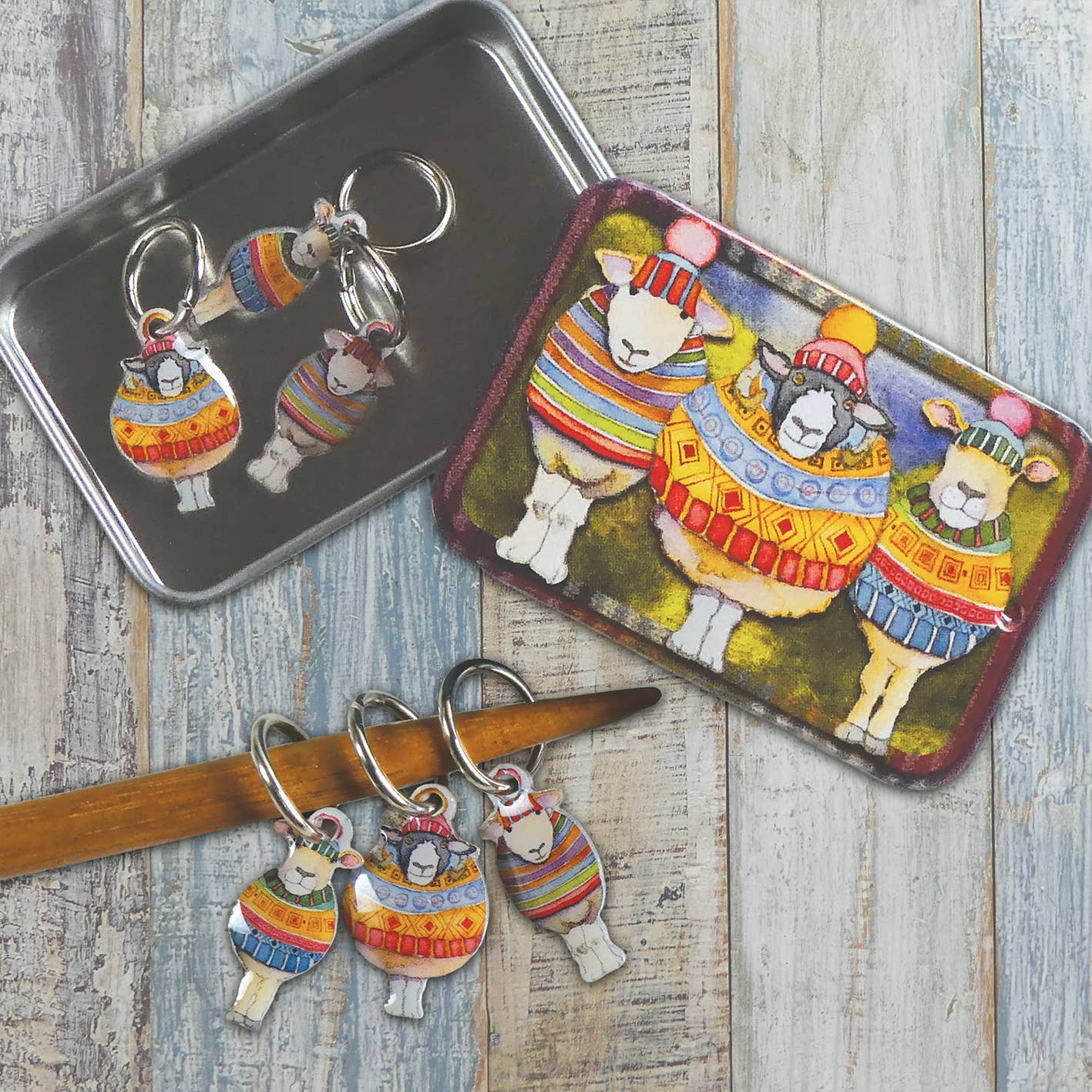 Maskemarkører i boks – karabinkrok – Sheep In Stripes – Emma Ball