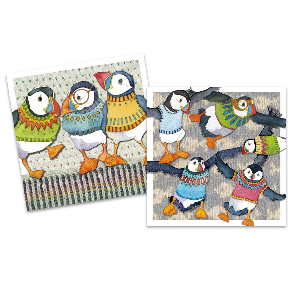 Kortpakke (10 stk) – Woolly Puffins – Emma Ball