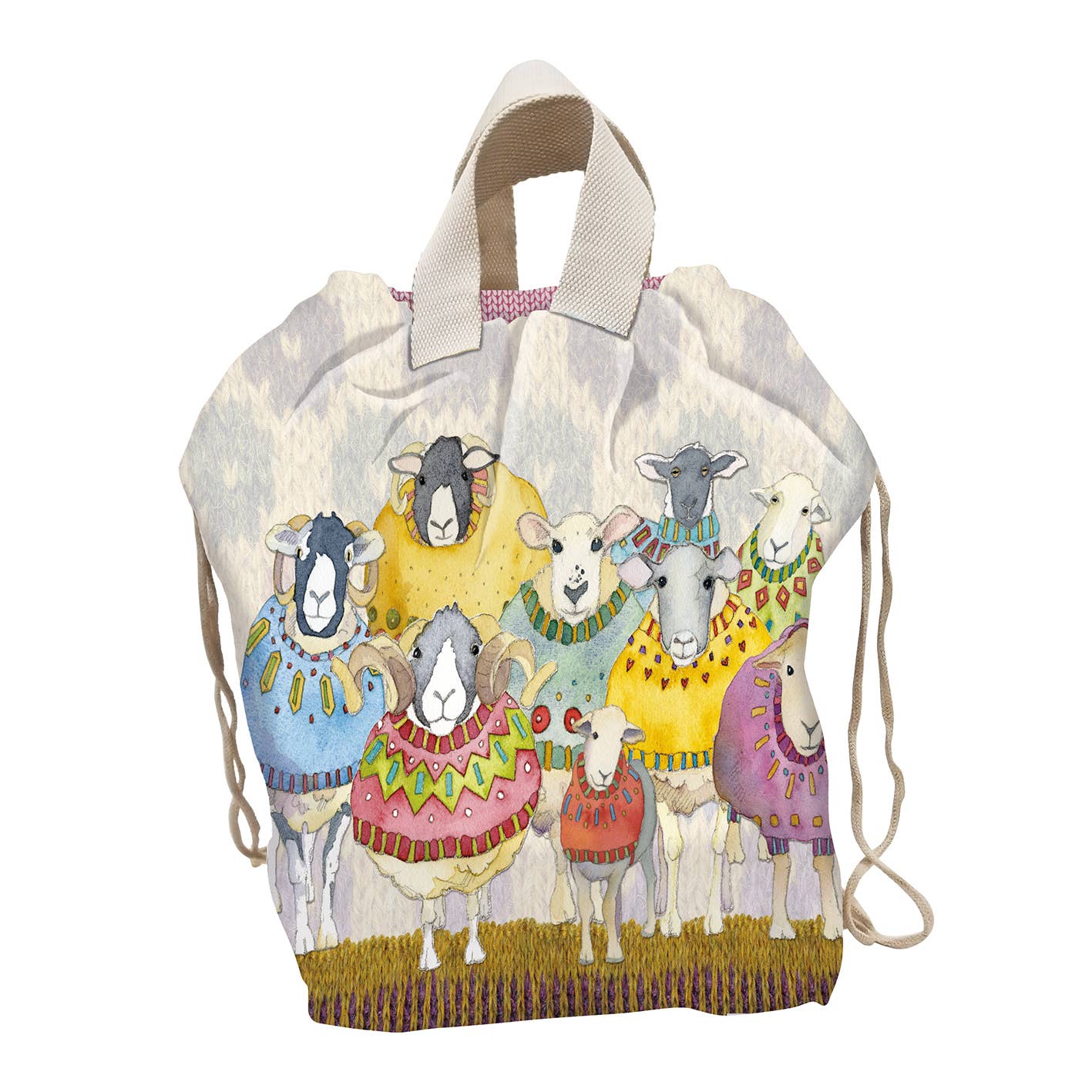 Prosjektveske (large bucket med snøring) – Sheep In Sweaters – Emma Ball