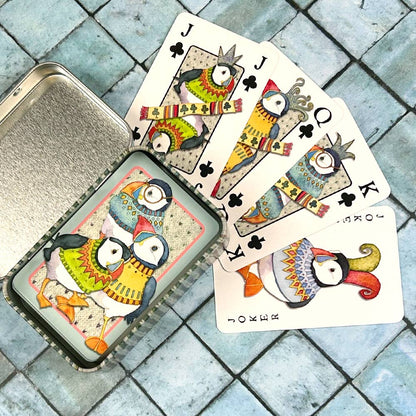 Spillkort i boks – Woolly Puffins – Emma Ball