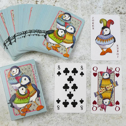 Spillkort i boks – Woolly Puffins – Emma Ball