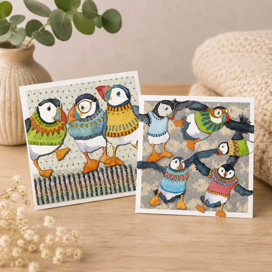 Kortpakke (10 stk) – Woolly Puffins – Emma Ball