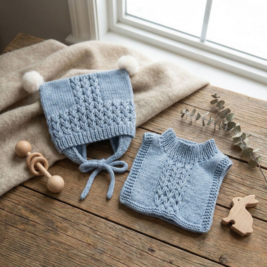 Benjamin lue og hals - Strikkeredet Design - Strikkeoppskrift