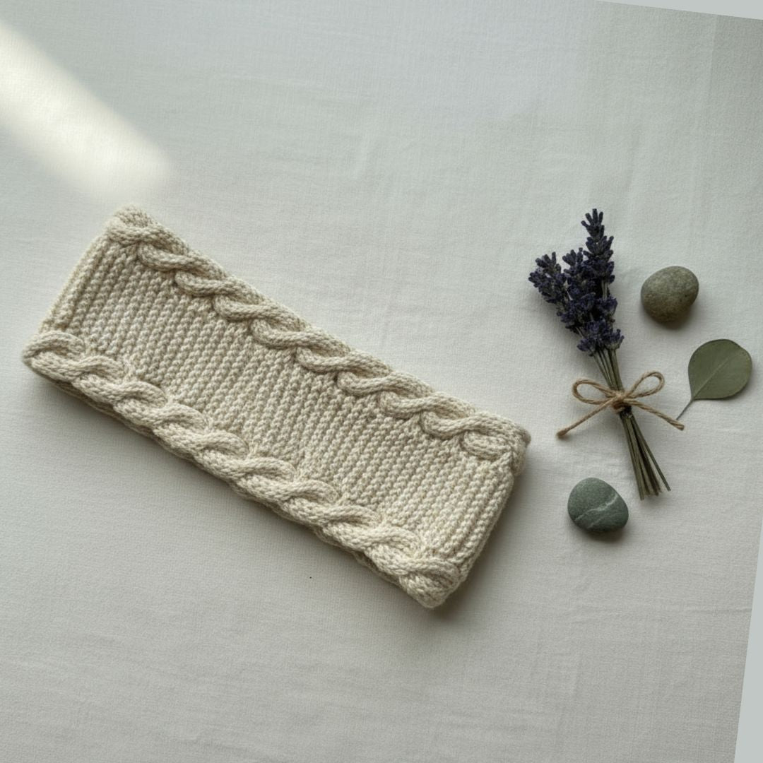 Bølgedans pannebånd og hårbånd med smale fletter - Strikkeredet Design - Strikkeoppskrift