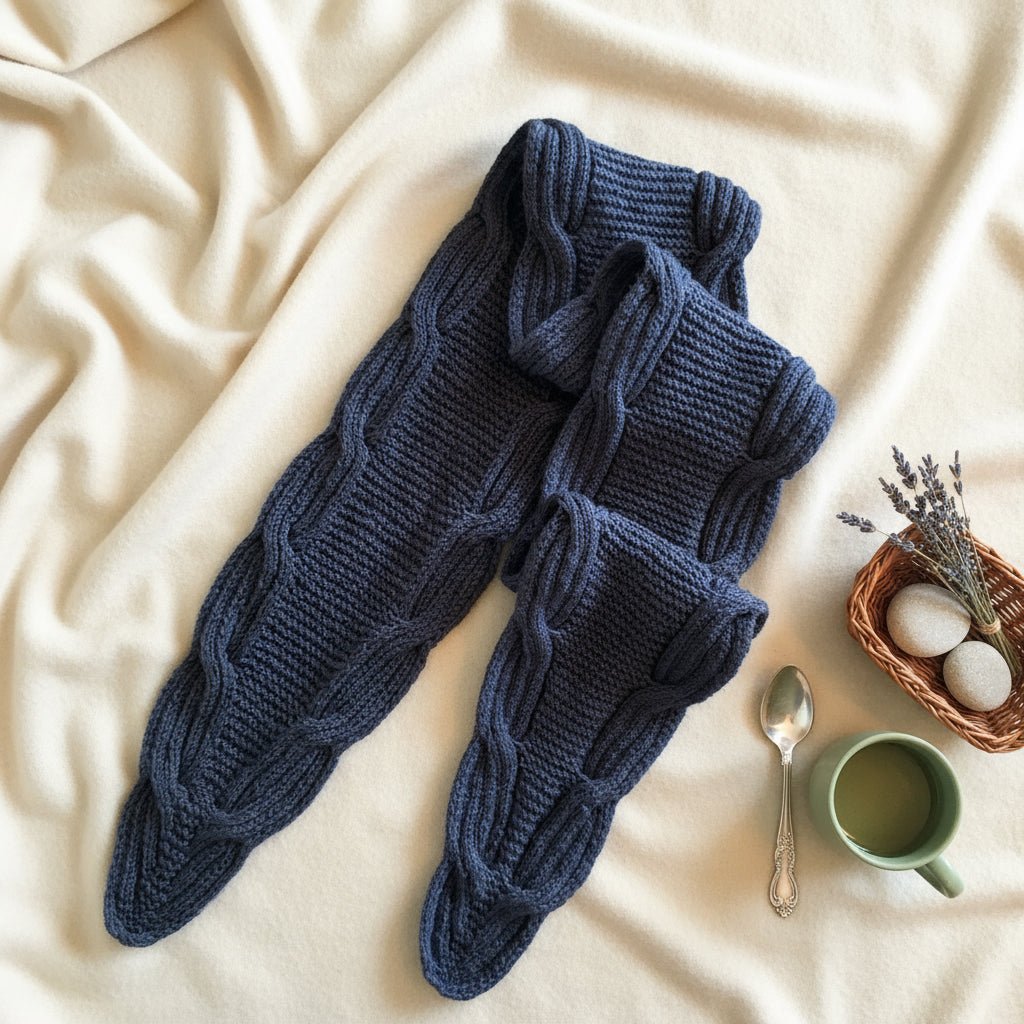 Bølgedans - skjerf med brede fletter - Strikkeredet Design - Strikkeoppskrift