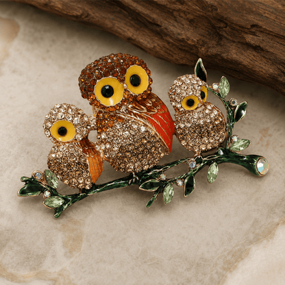 Brosje – Ugletrio - Strikkeredet Design - Brosje