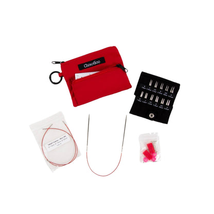 ChiaoGoo 5 og 8 cm - rundpinnesett med kortere utskiftbare pinner (2 - 3,25 mm) - Strikkeredet Design - Pinnesett