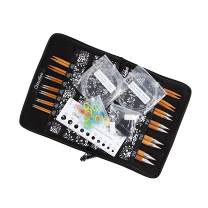 ChiaoGoo Bambus 10 cm - komplett rundpinnesett med utskiftbare pinner (2,75 - 10 mm) - Strikkeredet Design - 