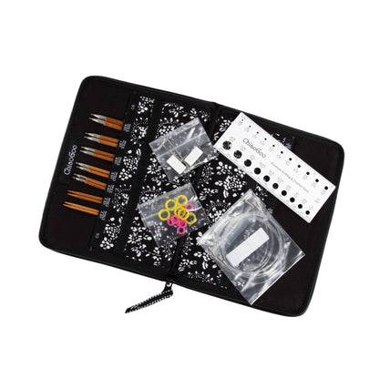 ChiaoGoo Bambus 10 cm lengde - halvt rundpinnesett med utskiftbare pinner (2.75 mm - 5.0 mm) - Strikkeredet Design - ChiaoGoo pinnesett