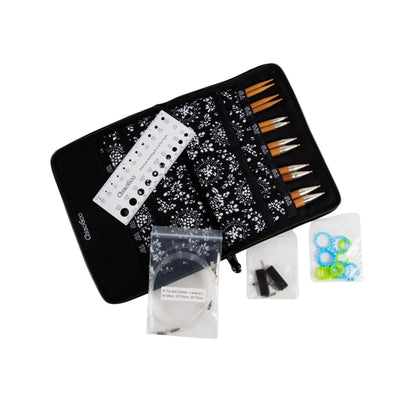 ChiaoGoo Bambus 13 cm - halvt rundpinnesett med utskiftbare pinner (5.5 mm - 10.0 mm) - Strikkeredet Design - 