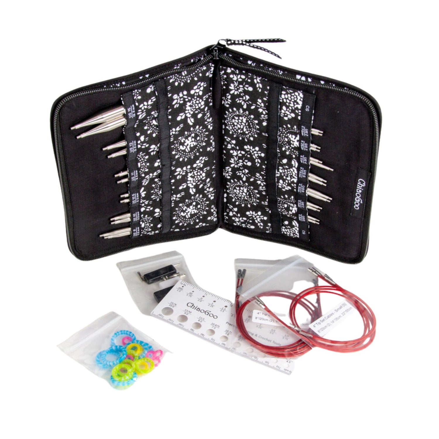 ChiaoGoo Twist lace 13 cm - komplett rundpinnesett med utskiftbare metall pinner (2,75 - 10 mm) - Strikkeredet Design - 