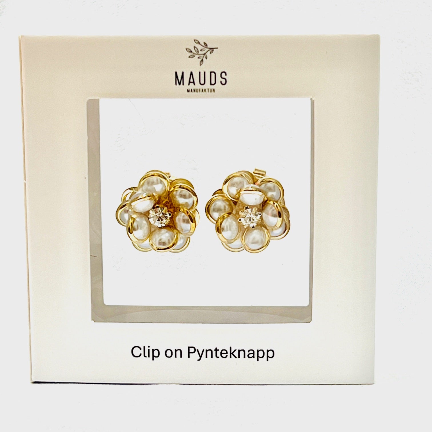 Clip on pynteknapper G - Perleknopp (par) - Strikkeredet Design - 