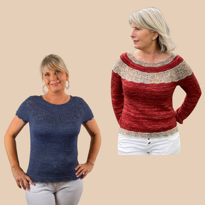 Date night topp – en feminin og stilren topp med valgfri ermelengde - Strikkeredet Design - Strikkeoppskrift