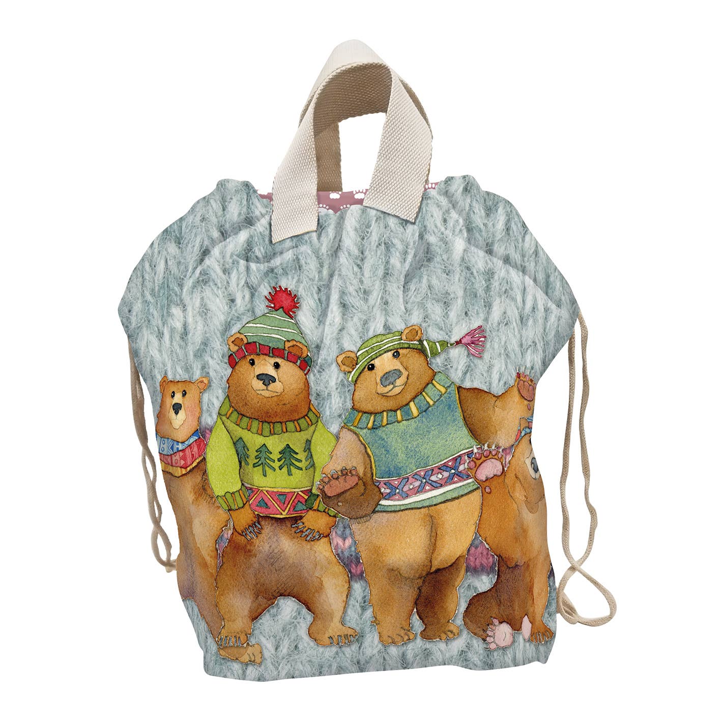 Prosjektveske (large bucket med snøring) – Woolly Bears – Emma Ball