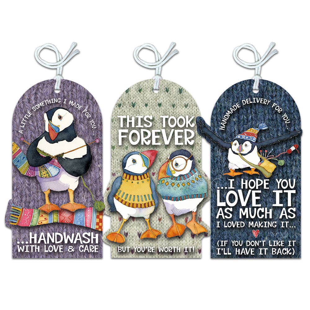 Gavelapper (12 stk) – Woolly Puffins – Emma Ball - Strikkeredet Design - Annet strikketilbehør