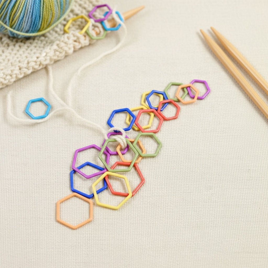 Hexagonmarkører lukket variant - Strikkeredet Design - Annet strikketilbehør