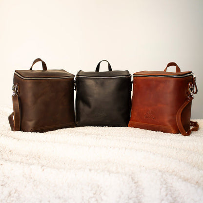 Justerbar ryggsekk og veske i ekte lær - Strikkeredet Design - Veske i ekte lær