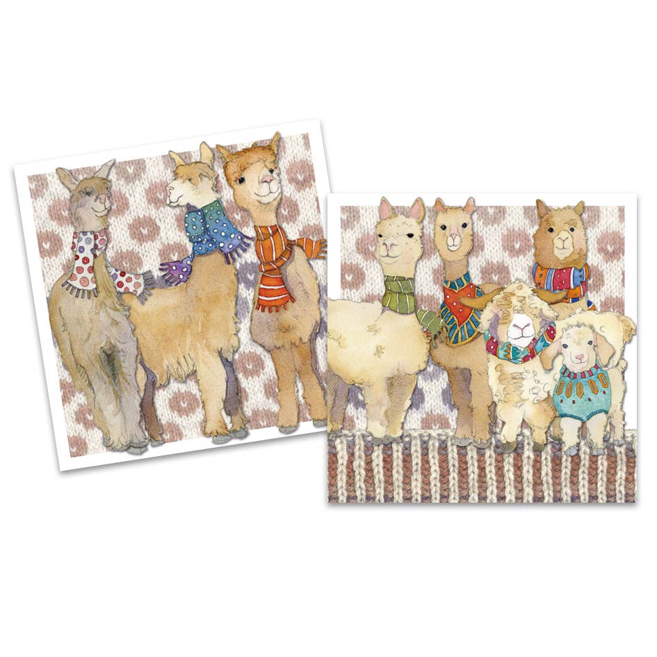 Kortpakke (10 stk) – alpacas & friends – Emma Ball - Strikkeredet Design - 