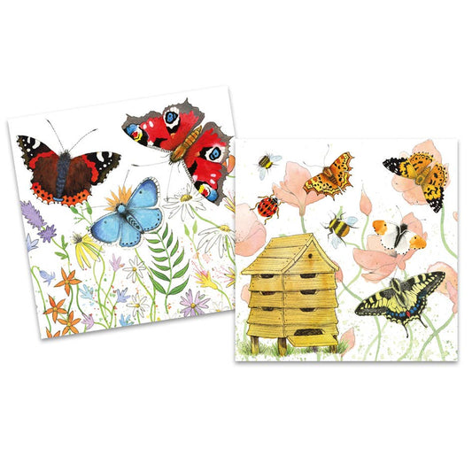 Kortpakke (10 stk) – butterflies – Emma Ball - Strikkeredet Design - 