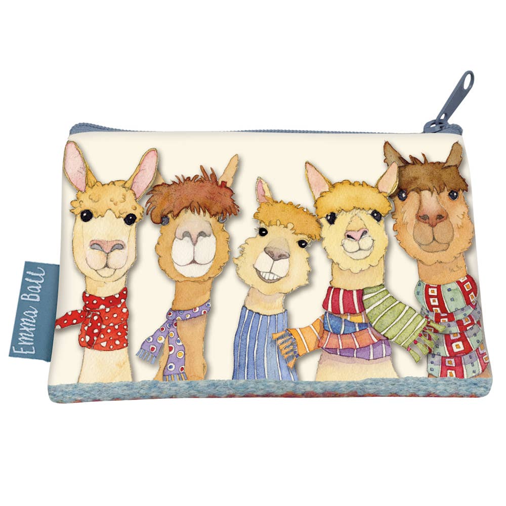 Liten tilbehørsveske – happy alpacas – Emma Ball - Strikkeredet Design - 