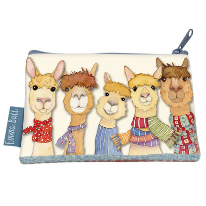 Liten tilbehørsveske – happy alpacas – Emma Ball - Strikkeredet Design - 
