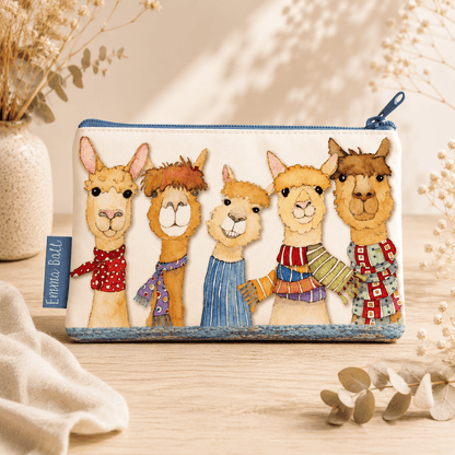 Liten tilbehørsveske – Happy alpacas – Emma Ball - Strikkeredet Design -
