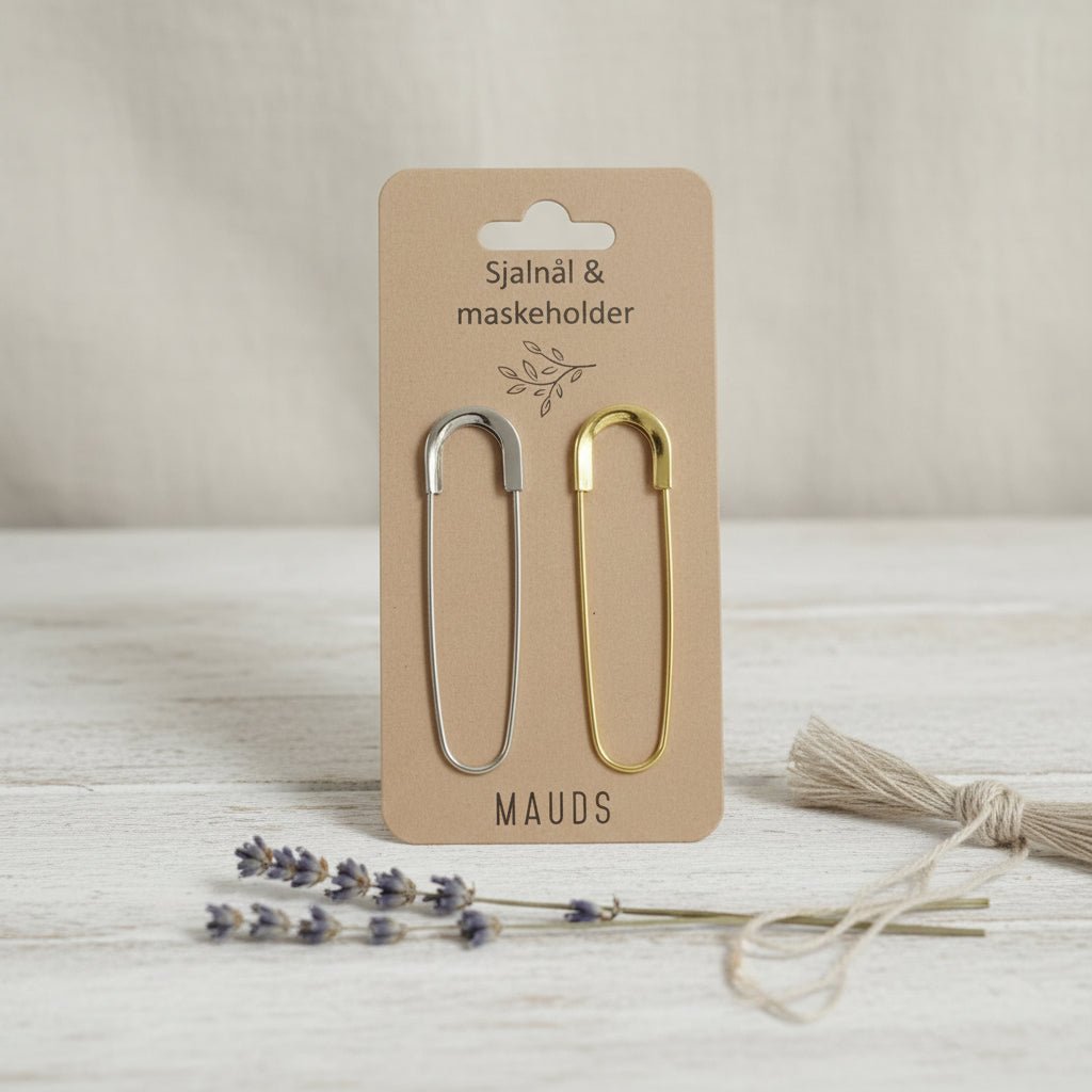 Maskeholder i gull - og sølvfarget metall - Strikkeredet Design - Annet strikketilbehør