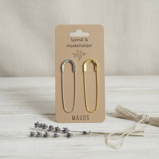 Maskeholder i gull - og sølvfarget metall - Strikkeredet Design - Annet strikketilbehør