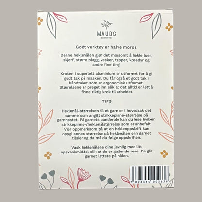 Mauds heklenål - sett – 8 størrelser - Strikkeredet Design - Heklenåler