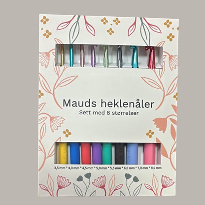 Mauds heklenål - sett – 8 størrelser - Strikkeredet Design - Heklenåler