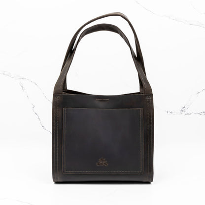Mini Boxy Tote-veske i skinn - Thread & maple