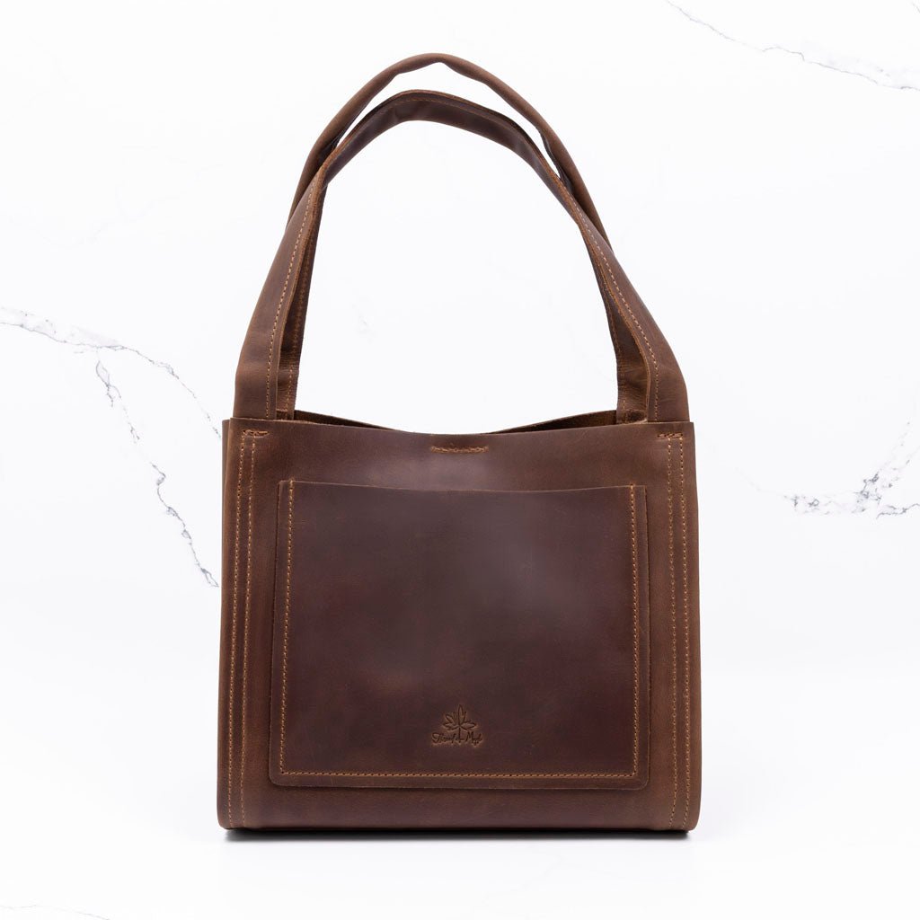 Mini Boxy Tote - veske i skinn - Thread & maple - Strikkeredet Design - 