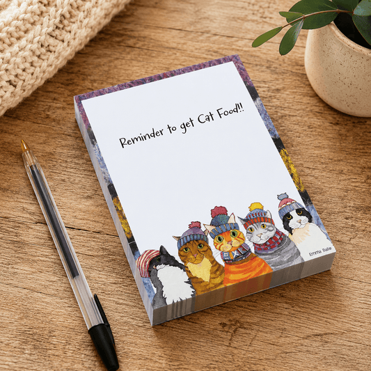Notatblokk A6 – Cats In Hats – Emma Ball - Strikkeredet Design -