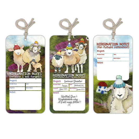Prosjektlapper (12 stk) – Happy Sheep Hibernation – Emma Ball - Strikkeredet Design - 