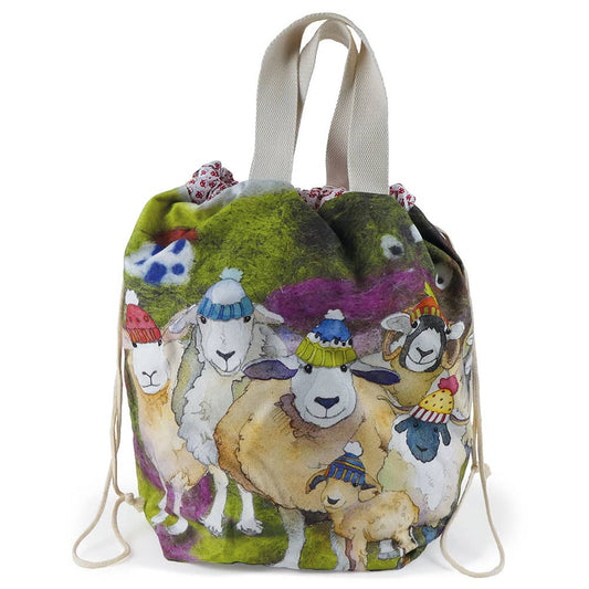 Prosjektveske (large bucket med snøring) – happy sheep – Emma Ball - Strikkeredet Design - 