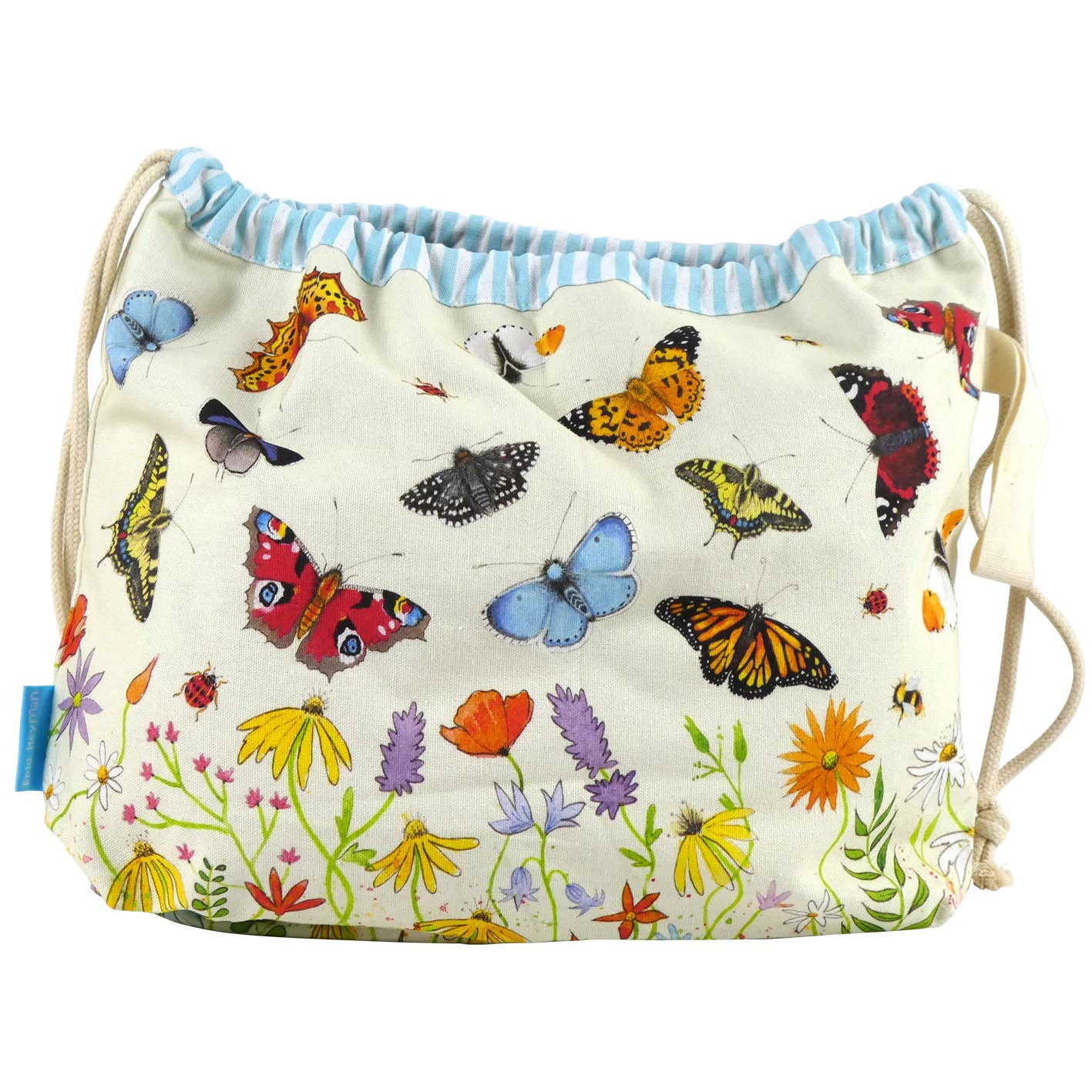 Prosjektveske med snøring – Butterflies – Emma Ball - Strikkeredet Design - Prosjektveske
