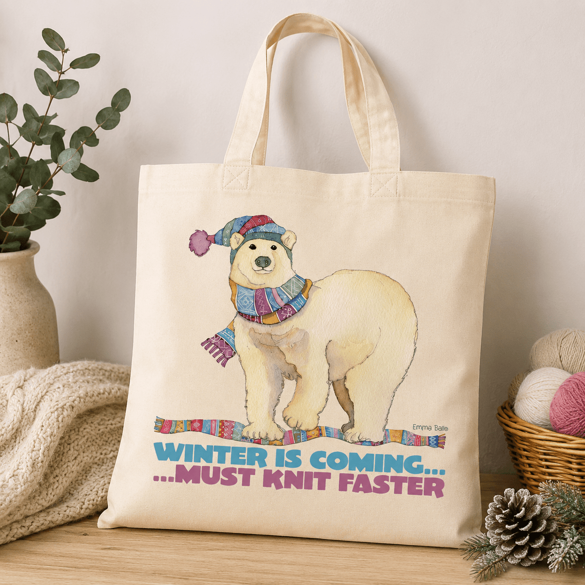 Prosjektveske – Winter Is Coming – Emma Ball - Strikkeredet Design - Prosjektveske