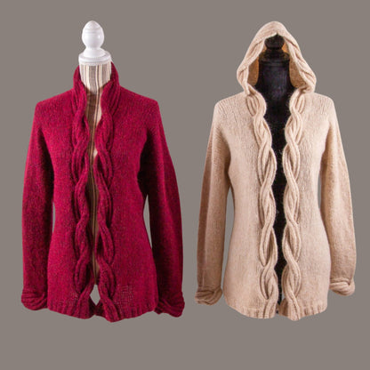 Sandbølger Jakke – deilig kosejakke med lekre fletter (17 masker/10 cm) - Strikkeredet Design - Strikkeoppskrift