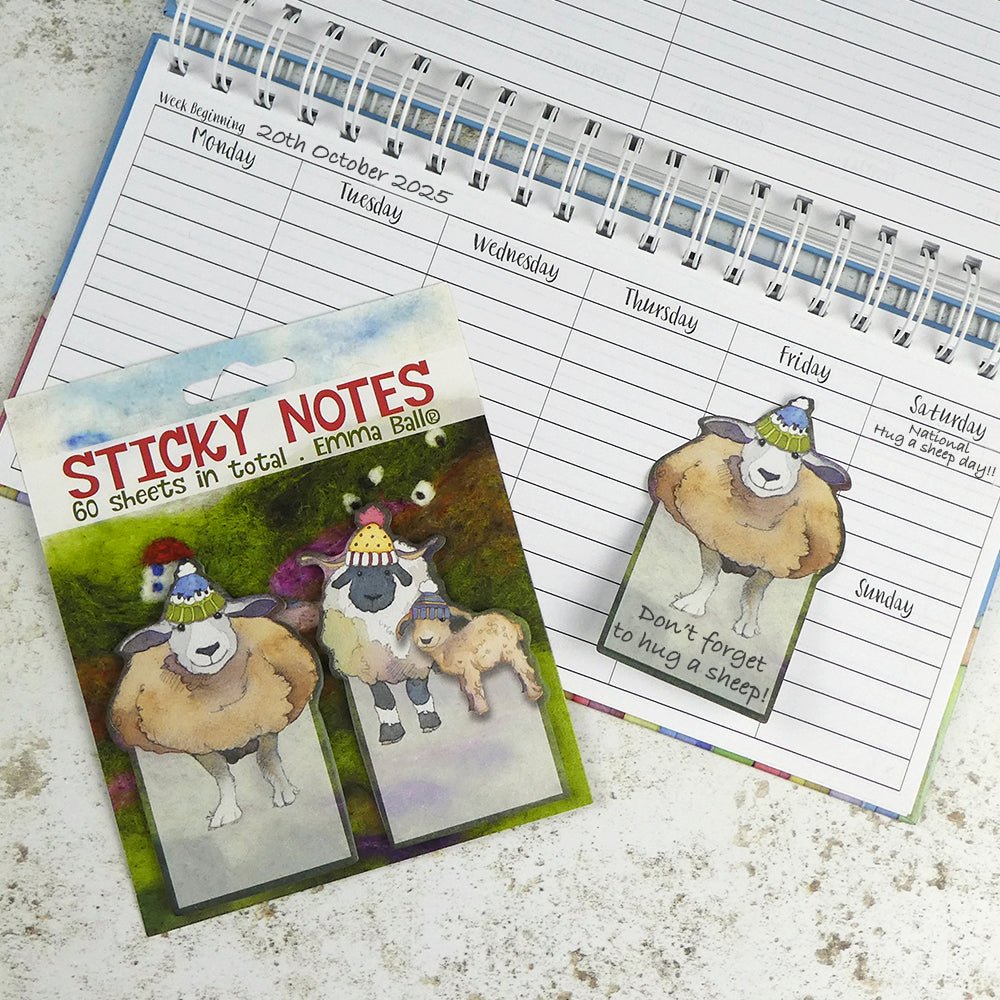 Sticky notes – happy sheep – Emma Ball - Strikkeredet Design - 