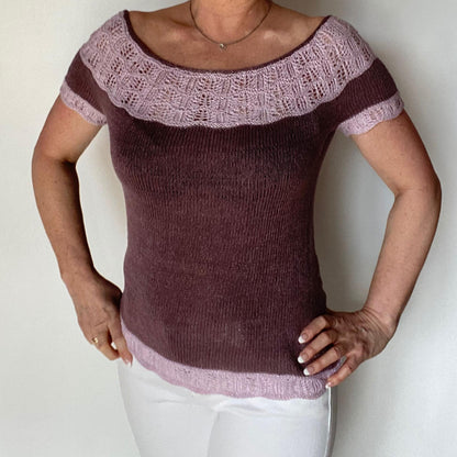 Summer date – lekker og feminin sommertopp med to bruksmåter - Strikkeredet Design - Strikkeoppskrift