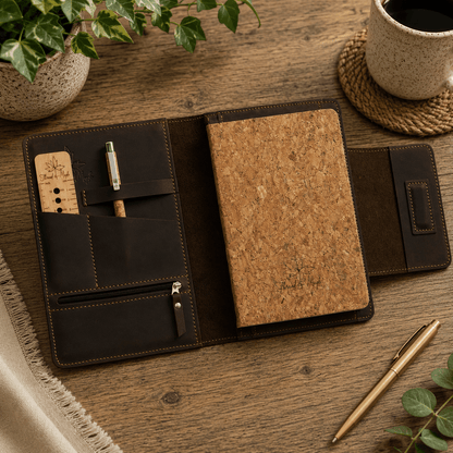Thread and Maple elegant notatmappe i skinn – A5 størrelse - Strikkeredet Design - Thread and Maple håndlagde lærprodukter