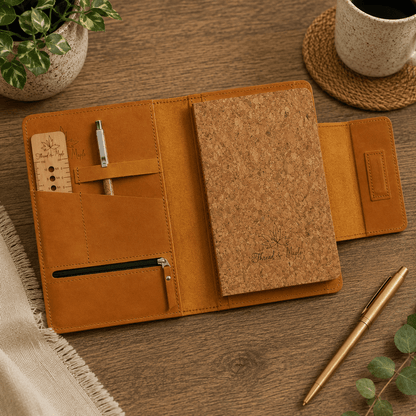 Thread and Maple elegant notatmappe i skinn – A5 størrelse - Strikkeredet Design - Thread and Maple håndlagde lærprodukter