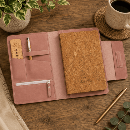 Thread and Maple elegant notatmappe i skinn – A5 størrelse - Strikkeredet Design - Thread and Maple håndlagde lærprodukter