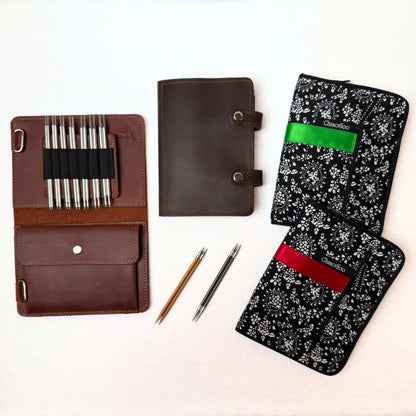 Thread and Maple Innleggsmappe i ekte lær for ChiaoGoo Halvt Pinnesett Smal (2,75 mm - 5,0 mm) - Strikkeredet Design - Thread and Maple innleggsmapper for strikkeverktøy